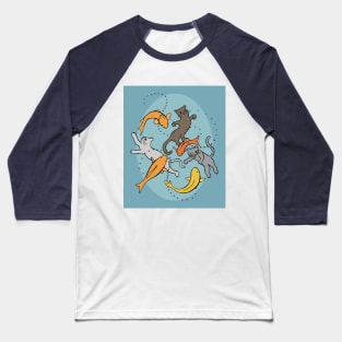 Kittens Swimming With Koi in Pond Baseball T-Shirt